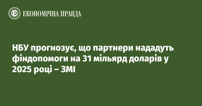 Національний банк України очікує, що у 2025 році міжнародні партнери нададуть фінансову підтримку в обсязі 31 мільярд доларів, згідно з інформацією від ЗМІ.